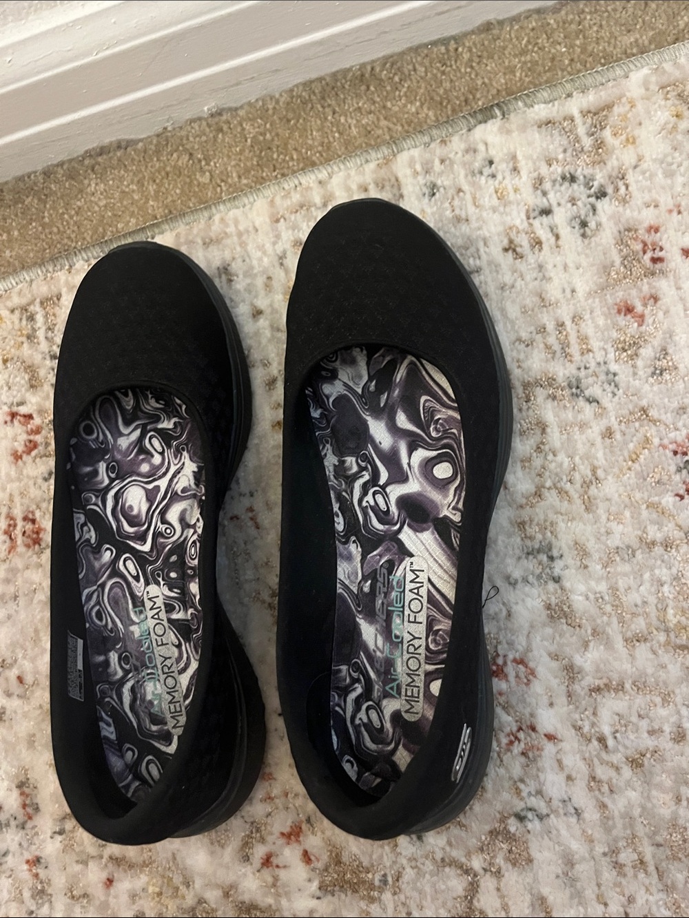 Skechers Black Slip-On Memory Foam Flats